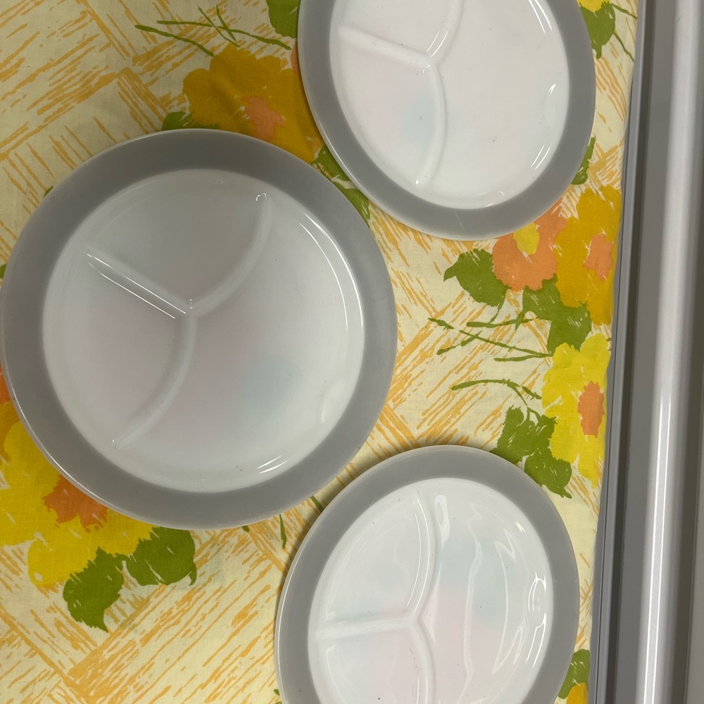 Vintage Pyrex corning milk glass divided plates - RARE